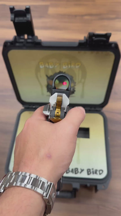SVI/INFINITY “ANGRY” BABY BIRD CUSTOM 1 OF 1 COMMANDER SIGHT TRACKER 4.25” WITH TRIJICON SRO 9MM