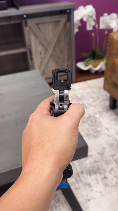 STACCATO CUSTOM XC “AEGIS” GREY/POLISHED BLUE PVD FINISH ATLAS GRIPS RED DIRT TRIGGER ACRO P2 & X300