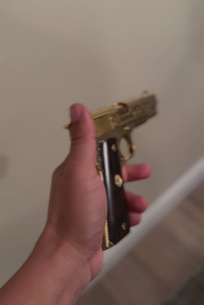 COLT CUSTOM 1911 GOVERNMENT .45 ACP FULLY ENGRAVED 24K PLATED WITH 2 GRIPS