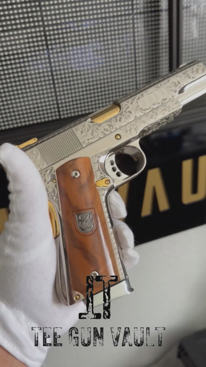 ARSENAL DOUBLE BARREL STANDARD CUSTOM WITH RARE DISPLAY CASE 1 OF 1 45ACP (PRE OWNED)