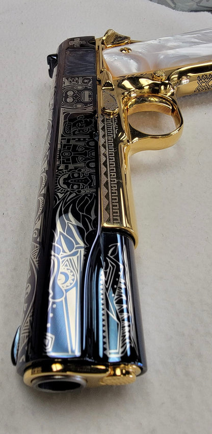 CHARLES DALY 1911 HIGH POLISHED, NIGHT BLUE CHROMED & 24K GOLD PLATED 45ACP