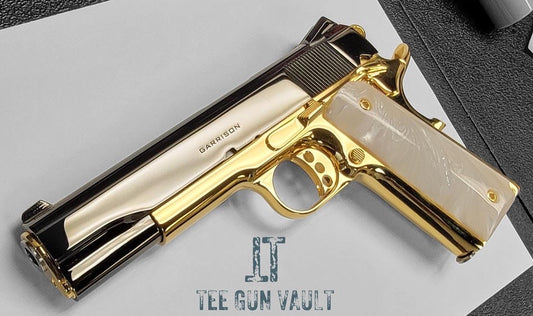 SPRINGFIELD ARMORY GARRISON HIGH POLISHED AND 24k GOLD PLATED/BLACK CHROME