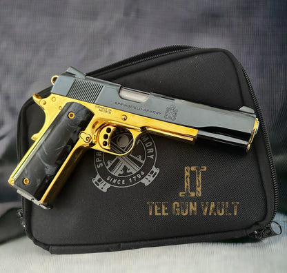 SPRINGFIELD GARRISON BLACK CHROME AND 24K GOLD PLATED 9MM