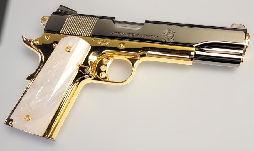 SPRINGFIELD ARMORY GARRISON HIGH POLISHED AND 24k GOLD PLATED/BLACK CHROME