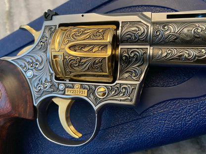 COLT PYTHON 6 INCH ENGRAVED AND 24K GOLD PLATED WITH DIAMONDS