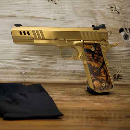 NIGHTHAWK CUSTOM PRESIDENT GOLD NITRIDE FLUTED BARREL IVORY GRIPS .45 ACP