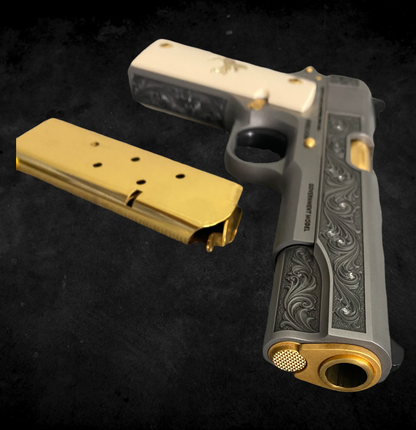 COLT CUSTOM 1911 GOVERNMENT ENGRAVED GOLD PLATED, DIAMONDS 45 ACP
