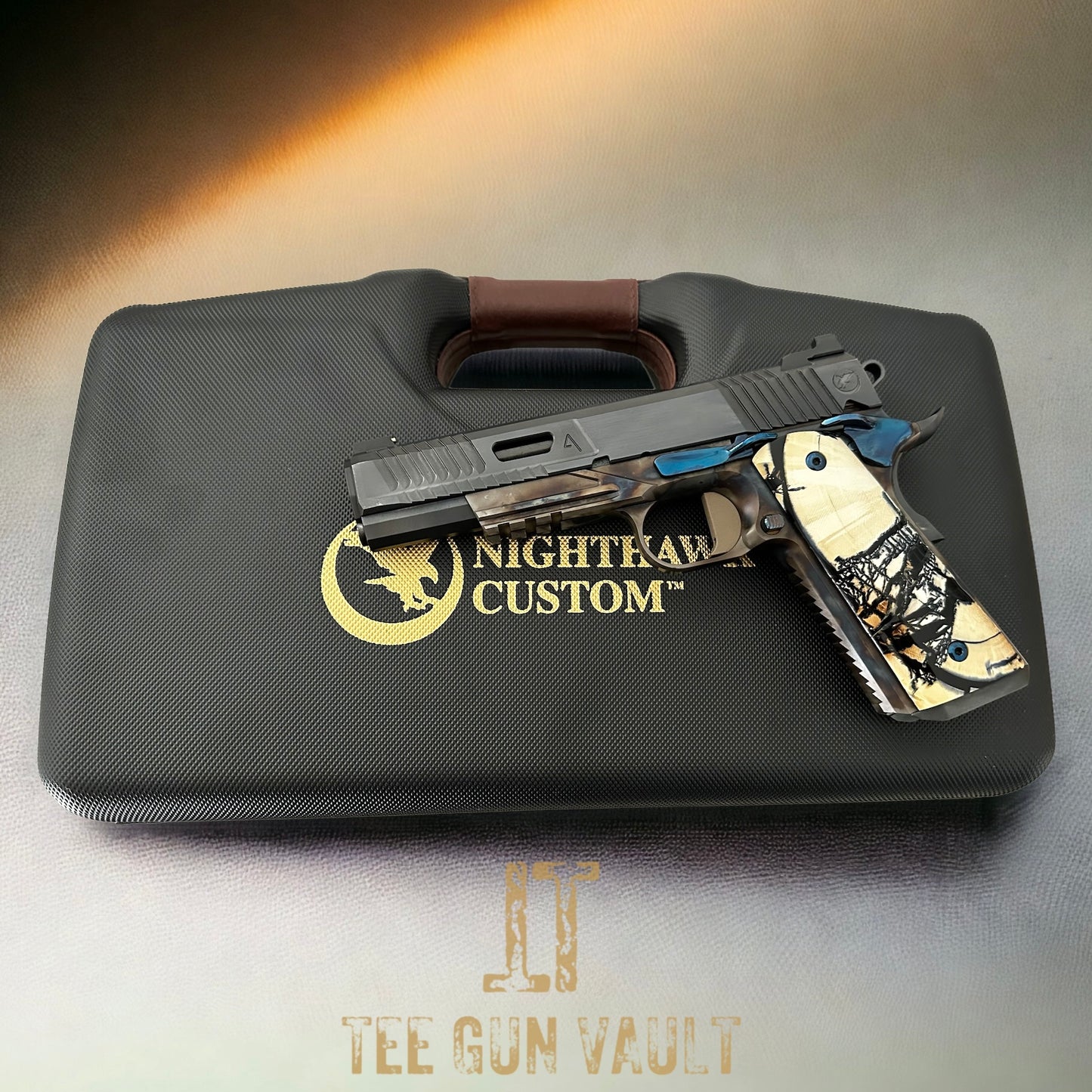 NIGHTHAWK CUSTOM AGENT 2 VIP 45acp IN NEGRINI LEATHER CASE