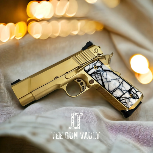 NIGHTHAWK CUSTOM T4 CARRY 1911 COMMANDER GOLD TIN WITH IVORY GRIPS LIKE NEW