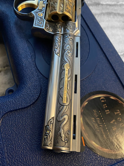 COLT PYTHON 6 INCH ENGRAVED AND 24K GOLD PLATED WITH DIAMONDS