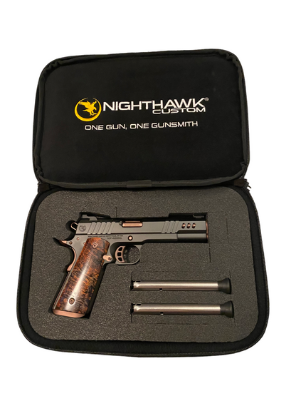 NIGHTHAWK CUSTOM PRESIDENT BLACK DLC/ROSE GOLD ACCENTS IOS CUT 9MM (PRE OWNED)