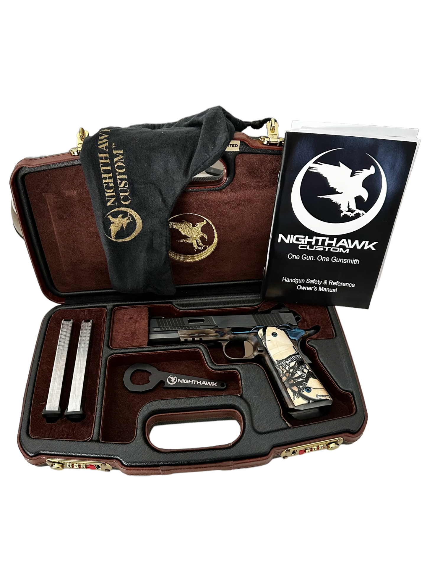 NIGHTHAWK CUSTOM AGENT 2 VIP 45acp IN NEGRINI LEATHER CASE