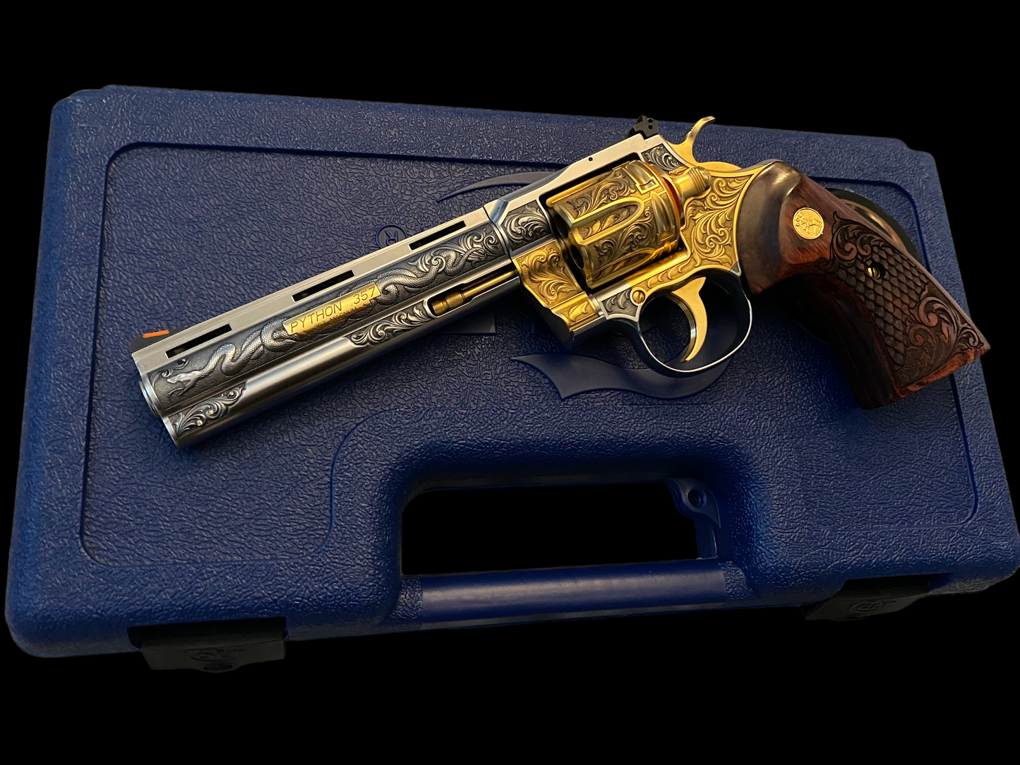 COLT PYTHON 6 INCH ENGRAVED AND 24K GOLD PLATED WITH DIAMONDS