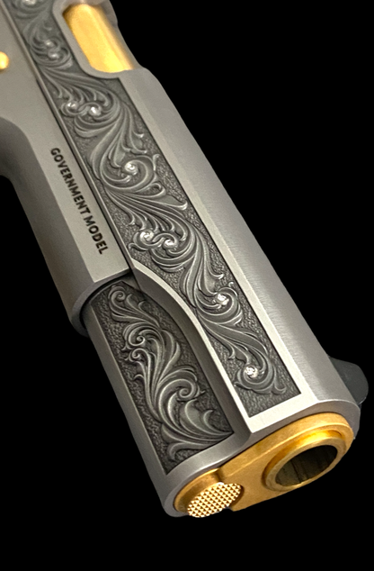 COLT CUSTOM 1911 GOVERNMENT ENGRAVED GOLD PLATED, DIAMONDS 45 ACP