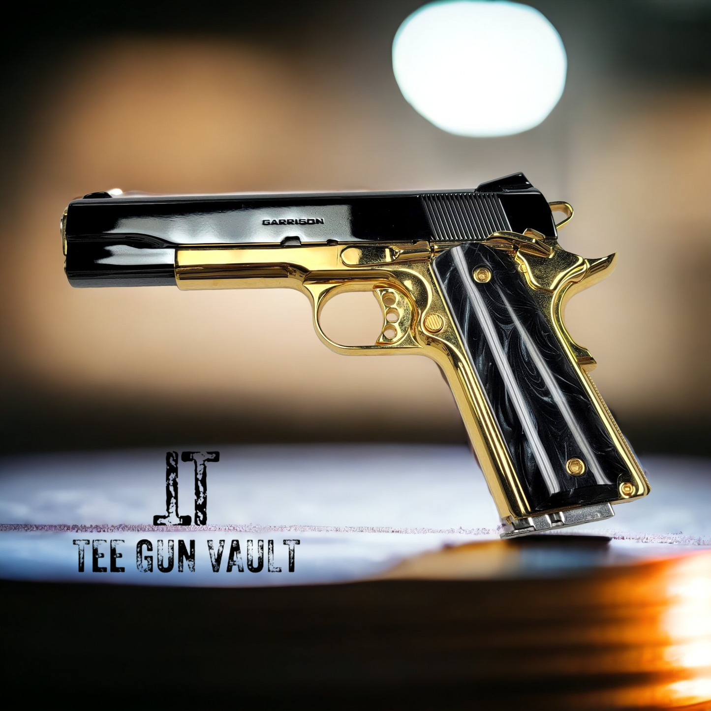 SPRINGFIELD GARRISON 9MM BLACK CHROME AND 24k GOLD PLATED