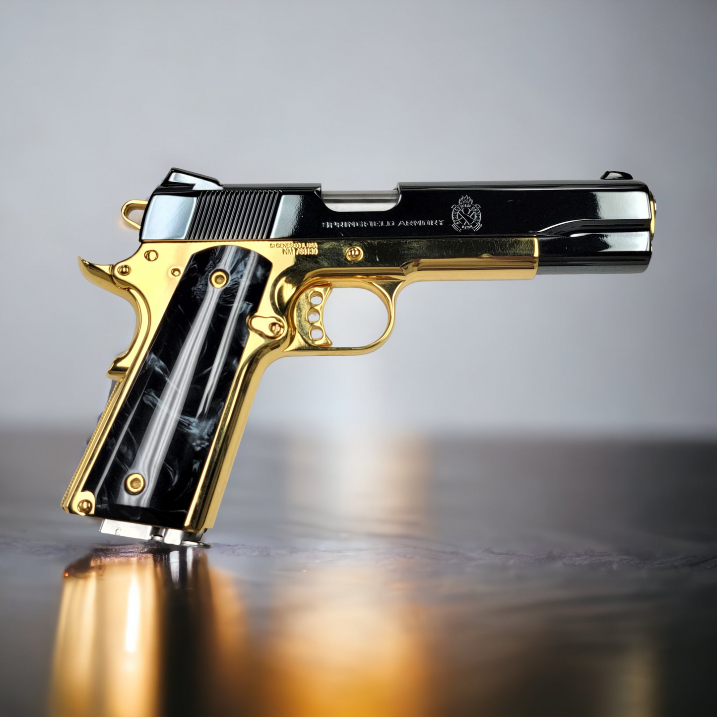 SPRINGFIELD GARRISON 9MM BLACK CHROME AND 24k GOLD PLATED