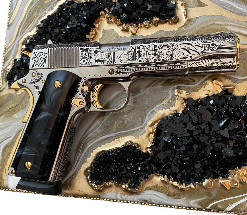 CHARLES DALY 1911 .45 acp FULLY ENGRAVED AND 24k WHITE/YELLOW GOLD PLATED