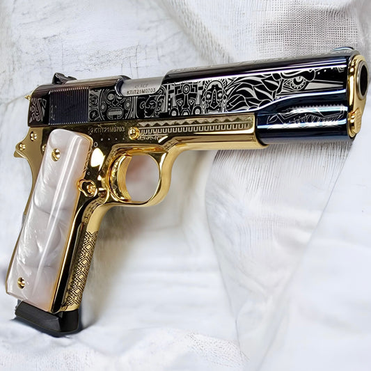 CHARLES DALY 1911 HIGH POLISHED, NIGHT BLUE CHROMED & 24K GOLD PLATED 45acp