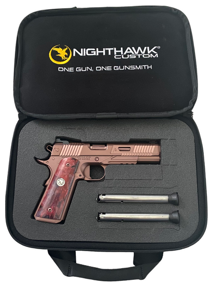NIGHTHAWK CUSTOM AGENT 2 ROSE GOLD WITH MAMMOTH IVORY GRIPS AND TACTICAL KNIFE SET 9MM